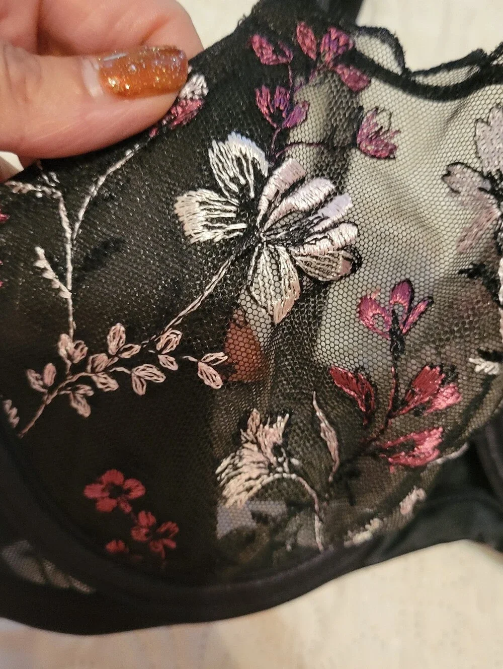 Paramour by Felina Allure Embroidered Unlined Mesh 34C Whimsigoth Fairy Coquette